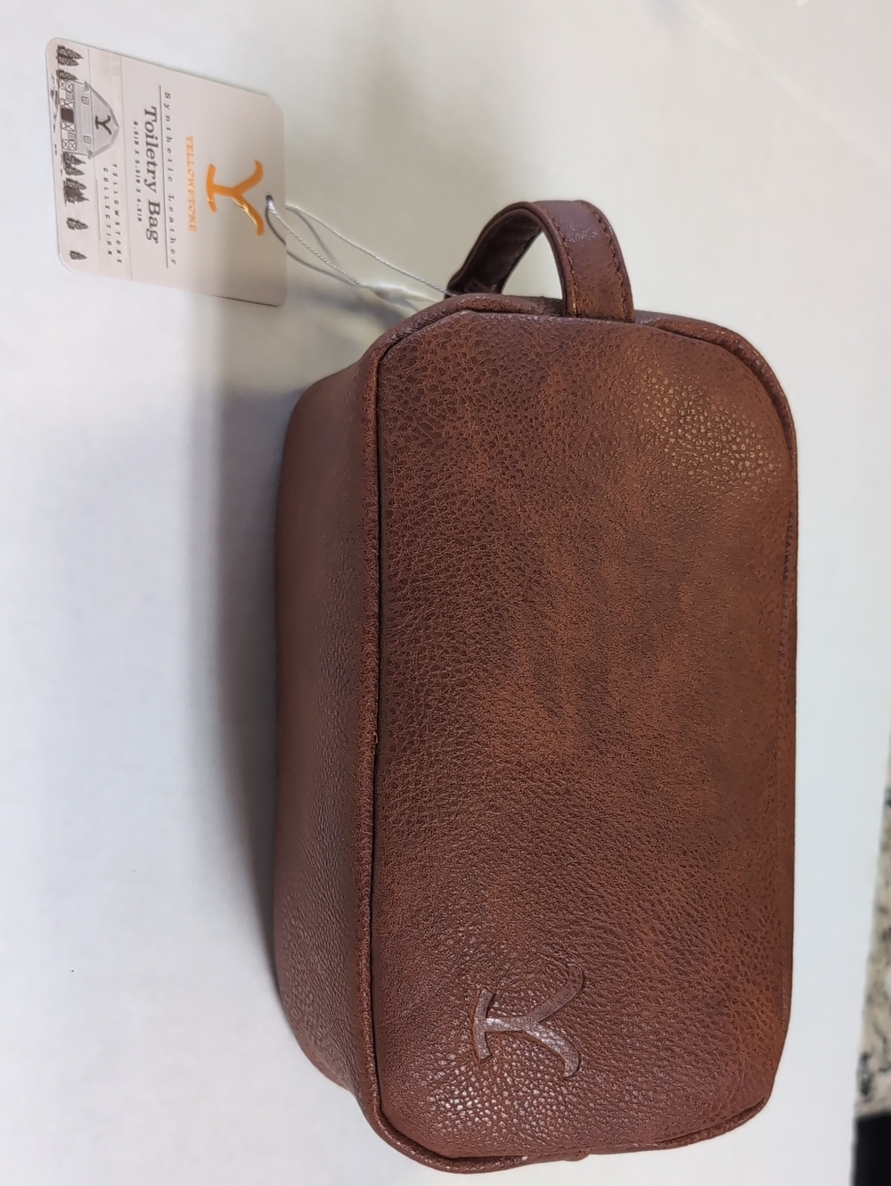 Yellowarone Brown Leather Travel Toiletry Bag